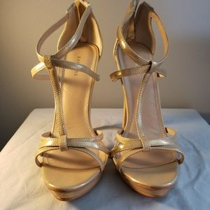 Express Gold Shimmer Heels